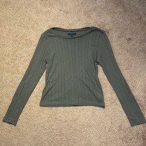 American Eagle Olive Long Sleeve Top Size: M